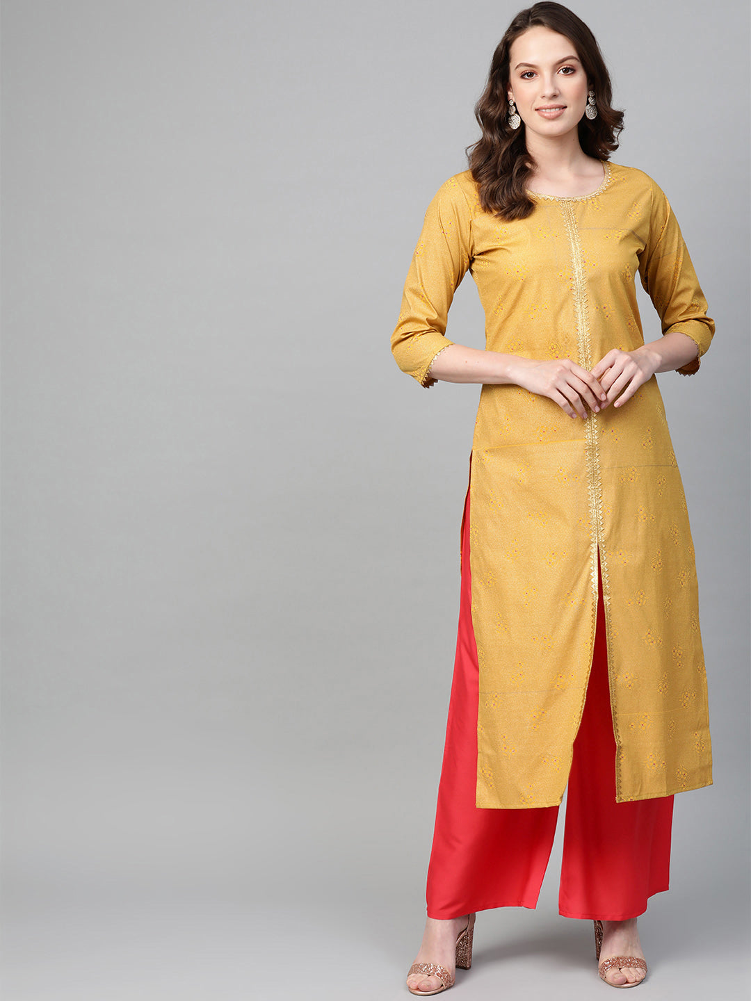 Shop Golden Palazzo With Long Kurti for Women Online from India's Luxury  Designers 2023